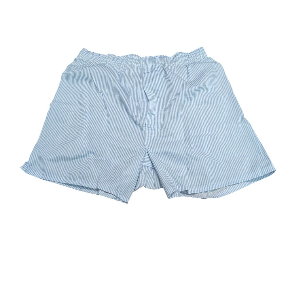 Vintage Fruit of Loom Blue White Strip Print Cotton Blend Boxer Men Medium 34-36